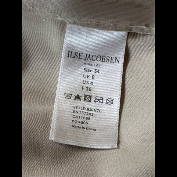 Ilse Jacobsen Hornbaek Raincoat 34 / US 4 Womens Orange Trench Button Snap Rainy - Picture 9 of 11